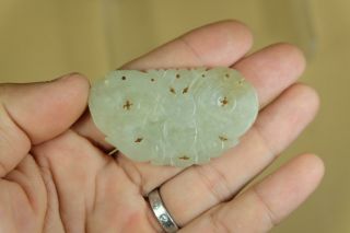 Antique Chinese Hand Carved Butterfly Jade Pendant.