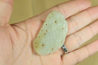 Antique Chinese Hand Carved Butterfly Jade Pendant. 3