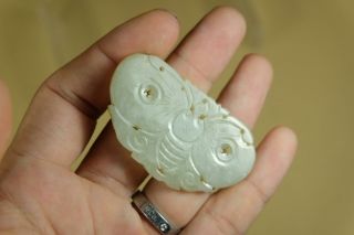 Antique Chinese Hand Carved Butterfly Jade Pendant. 6