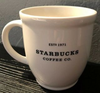 2007 Starbucks Coffee Mug Cup Barista Abbey White Black 18 Oz Estd 1971 Large