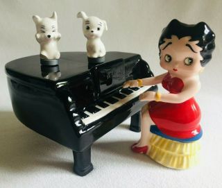 Vintage 80s Betty Boop Grand Piano Music Box With Spinning Puppies Vandor