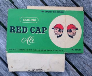 Rare Vintage Carling Red Cap Ale Cardboard 6 Pack Carrier - Advertising Box