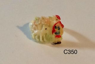 Vtg Child Celluloid Ring Little Red Riding Hood & Wolf Charm Prize