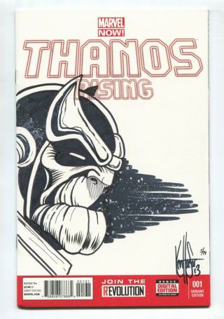 2014 Marvel Thanos Rising 1 Signed & Sketched By Ken Haeser Nm,  9.  6,  B3