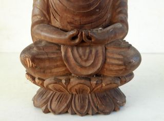 Vintage Old Hand Carved Wooden Hindu Jain God Mahaveer Budda Statue Sculpture 3