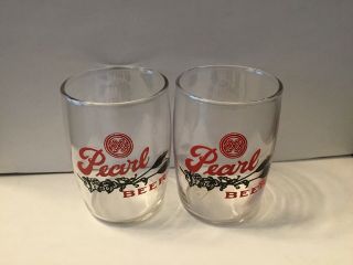 2 Pearl Beer Barrel Glasses 3 1/2”