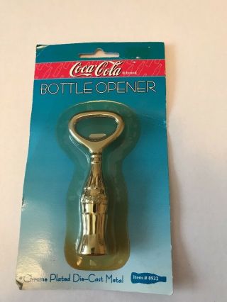 Coca - Cola Chrome Plated Die - Cast Metal Gold Tone Bottle Opener,