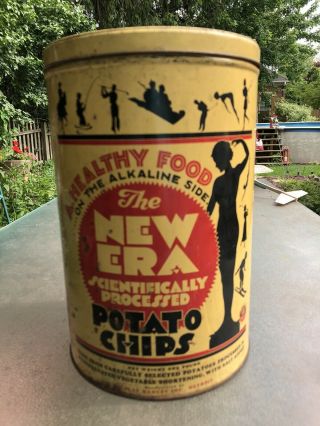 Vintage Era Potato Chip Tin 1 Lb Advertising Can Nicolay Dancey Inc.  Detroit