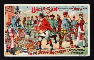 1893 Trade Card - Columbian Exposition - Uncle Sam - Berry Bros Oil - Bruce Wi
