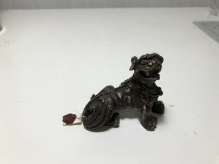 19th Chinese Bronze Foo Dog Scroll Weight