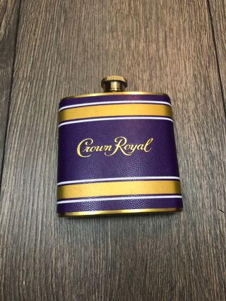 Crown Royal Flask Purple Gold Stainless Steel 6 Oz Tailgate