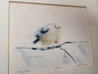 Jo Myers Early Watercolor Print Bird On Branch Limited Edition Signed & Numbered
