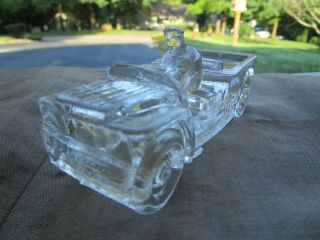 Vintage Clear Glass Willys Jeep Candy Container Automotive Car J H Mill Stein