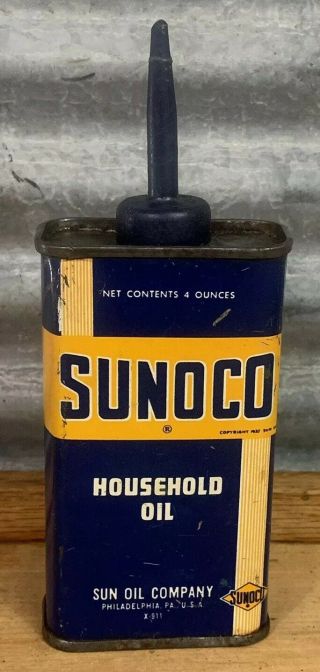 Vtg 40s 50s Sunoco Handy Oiler Household Sun Oil Co Can 4 Oz Empty Gas Station