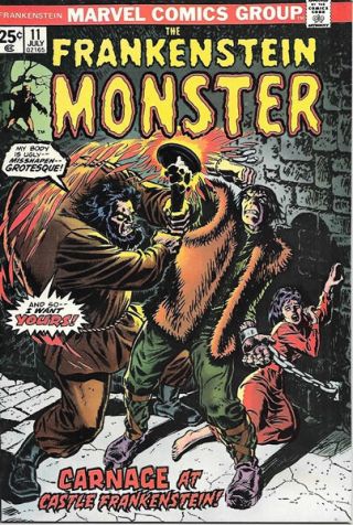 The Monster Of Frankenstein Comic Book 11 Marvel Comics 1974 Near