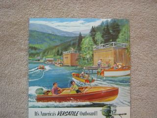 Vintage 1954 Johnson Sea - Horse 10 Outboard Boat Motors Lake Art Print Ad 2