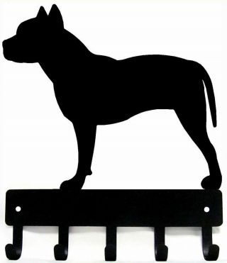 Pit Bull Terrier Dog Leash Hanger Metal Wall Key Rack Holder 5 Hooks Sm 6 "
