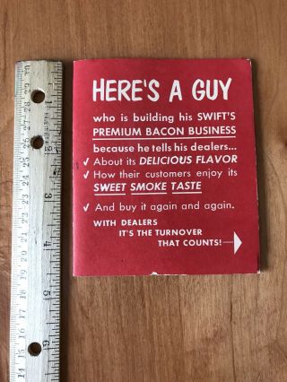 Rare Vintage 1940s Swift’s Premium Bacon Marketing Foldout Card With Mirror