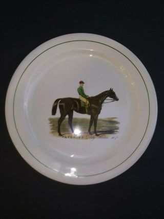 Rare & Vintage Equestrian Horse Art Plate,  French,  " Favonius Derby Winner "