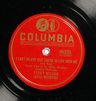 Teddy Wilson With Billie Holiday Columbia 36335 E - Pre War Jazz 78