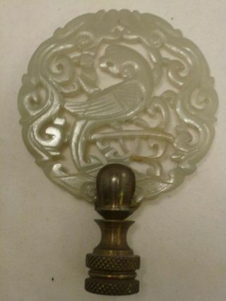 Vintage Carved Round Bird Lamp Finial Jade Old
