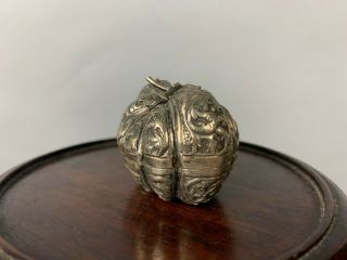 19th/20th C.  Chinese Sterling Silver Pumpkin Covered Box 3