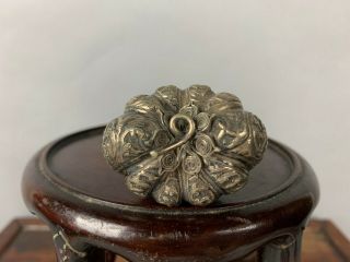 19th/20th C.  Chinese Sterling Silver Pumpkin Covered Box 5