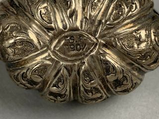 19th/20th C.  Chinese Sterling Silver Pumpkin Covered Box 7