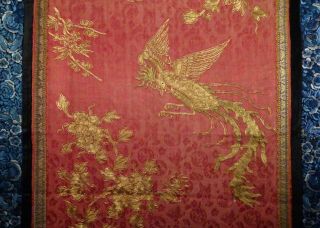 Chinese Silk Gold Thread Embroidered Panel 55 