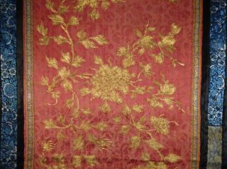Chinese Silk Gold Thread Embroidered Panel 55 