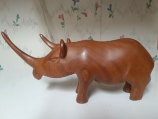 Solid Wood Hand Carved Rhino