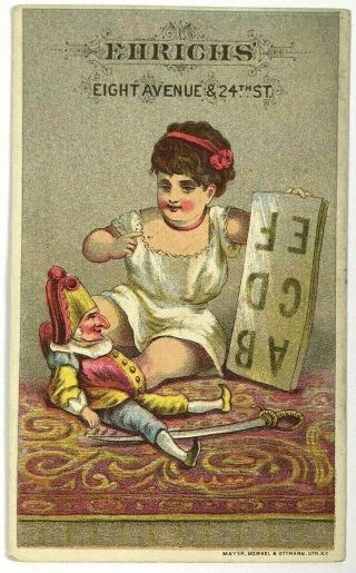 Ehrichs Victorian Old Santa Claus Toys On Exhibition Girl Clown Victorian Card