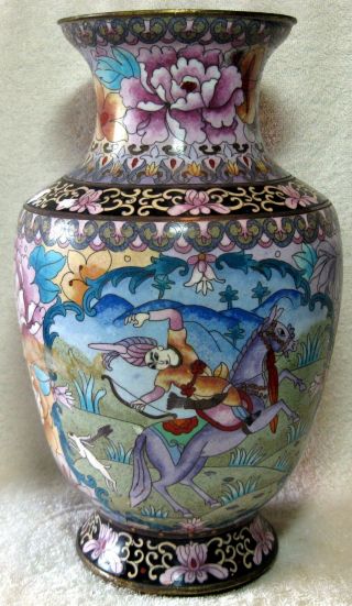 Vintage Chinese Cloisonné Large Vase 12 Inches Tall