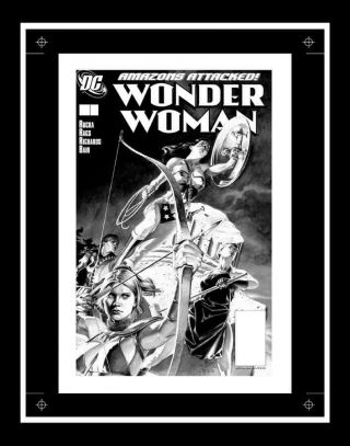 J.  G.  Jones Wonder Woman 223 Rare Production Art Cover Monotone