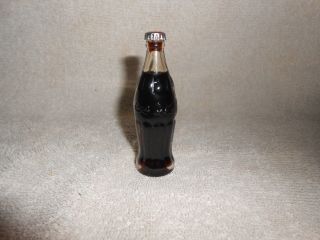 Coca - Cola Miniature R Mini 3 " Tall Glass Soda Bottle With Liquid