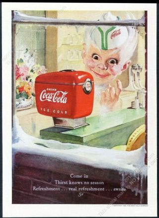 1949 Coke Sprite Boy Sofa Fountain Dispenser Coca Cola Vintage Print Ad