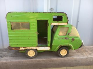 Vintage 1970’s Green Tonka Camper Toy Pressed Metal Truck