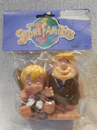 Flintstones The Stone Families Rubber Squeak Toys - Barney & Bamm - Bamm Rubble