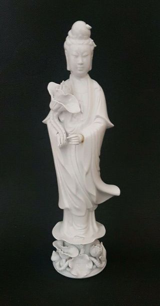 Vintage Chinese Blanc De - Chine Porcelain Statue 16 " Tall