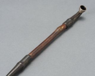 KISERU PIPE Antique Japanese smoking tool for samurai,  bamboo silver copper 8