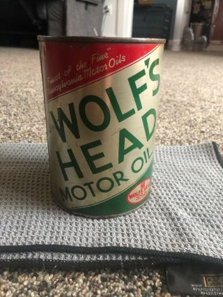 Vintage Wolfs Head Auto Truck Motor Oil Lube 1 Quart Can Oil City Pa York