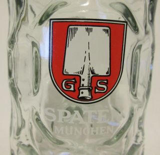 1 Liter Spaten München Logo Dimpled Glass Beer Stein Oktoberfest Isar Jumbo Larg 4
