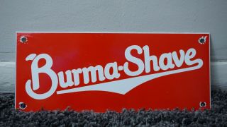 Vintage Burma Shave Gasoline Gas Oil Porcelain Metal Sign Station Pump Plate Ad