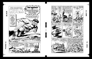 Jack Kirby The Incredible Hulk 5 Pg 12 And Pg 13 Rare Large Production Art