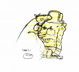Great Image Rare " The Very Best " Spongebob Production Drawing 9566 " Arrgh "