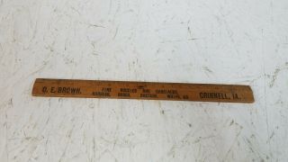 Vintage Advertising Wood Ruler C.  E.  Brown Grinnell Iowa Ia
