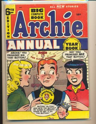Archie Comics Annual 6 Vg Cond.  Small Water Spot