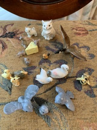 Vintage Hagen Renaker,  Set Of 18 Miniatures Persian Cats,  Mice,  Swans,  Goose&birds