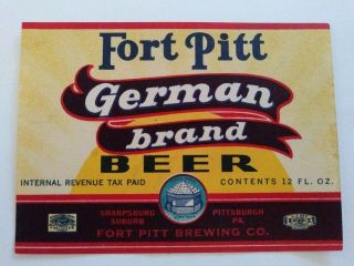 Pa - Irtp - Fort Pitt German Brand - 12oz - Fort Pitt Brg Co - Pittsburgh 89