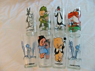 Vintage 1976 Pepsi Cola Warner Brothers Set Of 8 Glasses Disney Characters